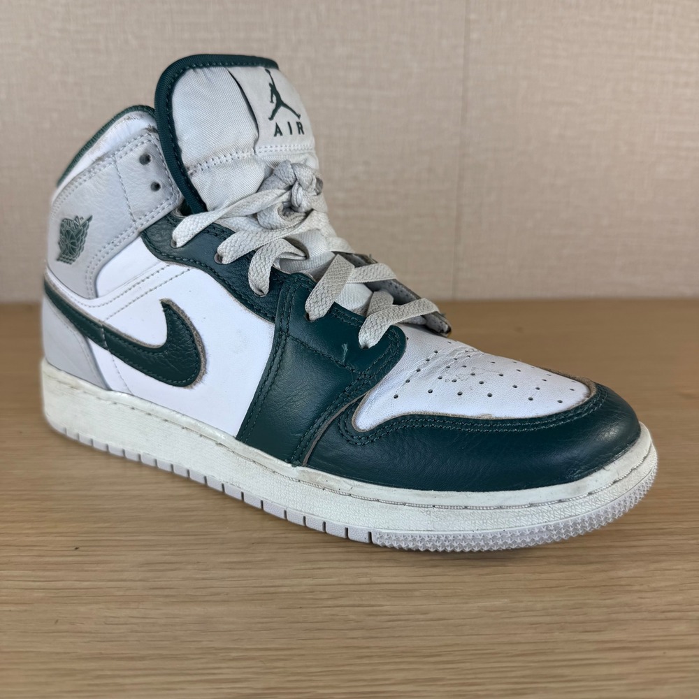 Air Jordan 1 Mid SE Oxidized Green White GS 7Y Sneakers FQ8088-103